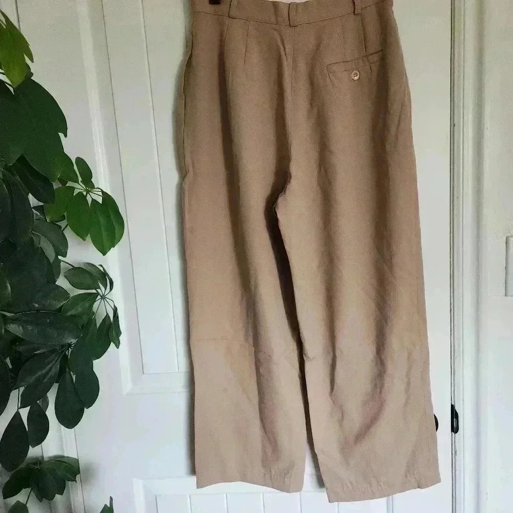 High waisted pleated wide leg vintage wool trousers - Picture 2 of 5